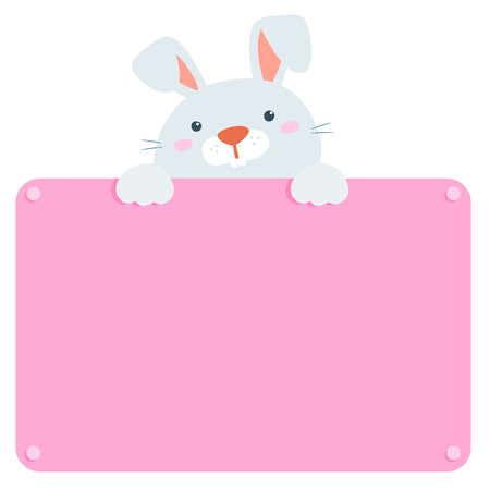 Cute rabbit hold blank boardのイラスト素材