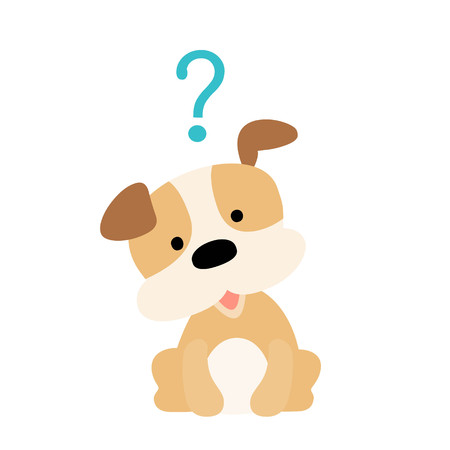 Cute little dog wondering cartoon character vector illustrationのイラスト素材