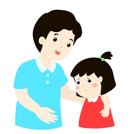 kind dad soothes crying son vector illustrationのイラスト素材