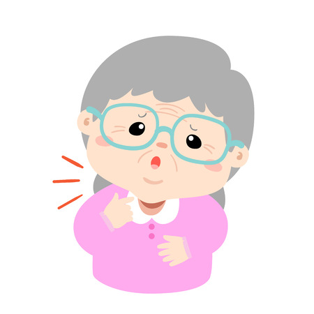 Grandmother sore throat because flu disease vector.のイラスト素材