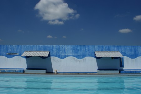 pool in bright sunny summerのeditorial素材