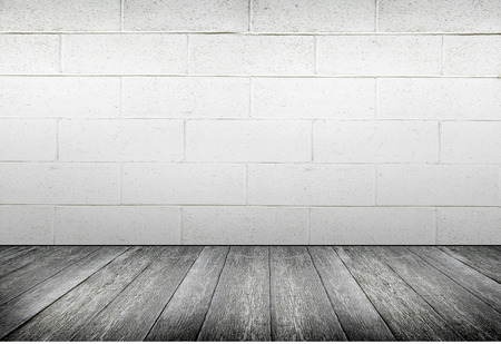 Brick wall background and wood floorの写真素材