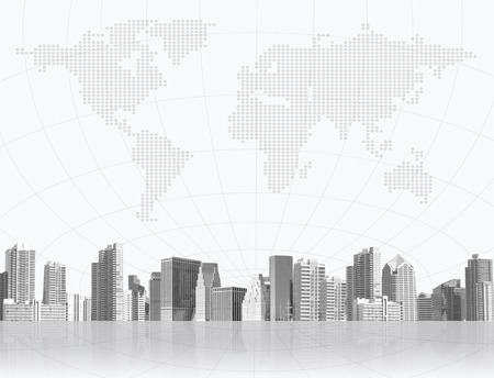 World map and building backgroundの写真素材