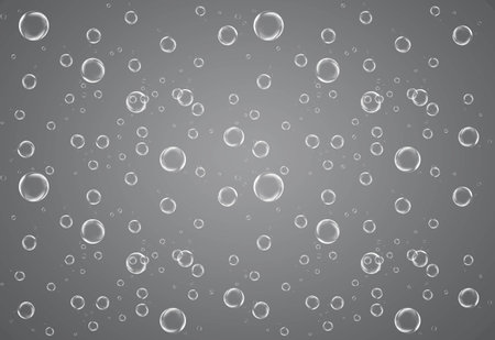 Soap bubbles on gray Backgroundの写真素材