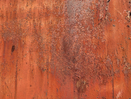 Corroded metal background. Rusted blue painted metal wall. Rusty metal background with streaks of...
