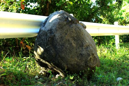 black stone along the highwayの写真素材
