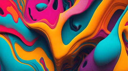 3d rendering. Abstract colorful wavy background. Computer generated illustration.の写真素材