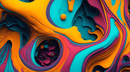 3d rendering of abstract wavy background. Creative design with vibrant colorsの写真素材
