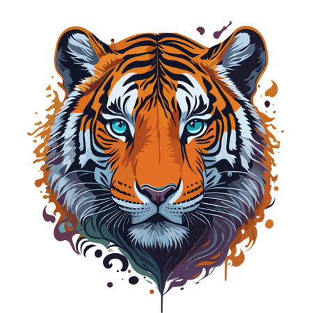 Striking Tiger Face Vector Illustration Unleashing its Fierce Powerのイラスト素材