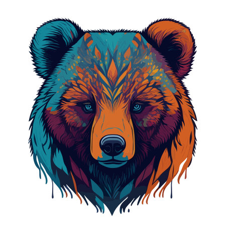 Grizzly bear head vector illustration for t-shirt printのイラスト素材