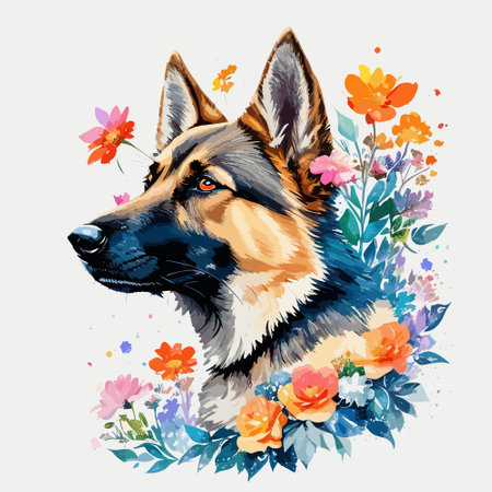 Vector illustration of a German Shepherd faceのイラスト素材
