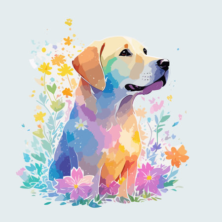 Vector illustration of a Labrador Retriever faceのイラスト素材