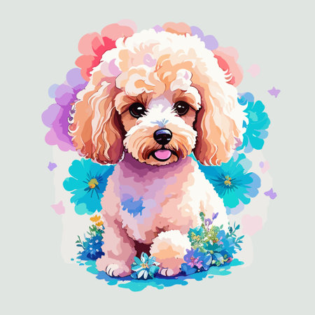 Vector illustration of a Poodle faceのイラスト素材