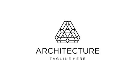 Simple line logo for architecture company logo design conceptのイラスト素材
