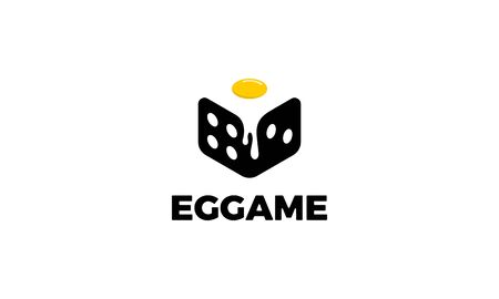 Negative space logo combination from egg with dice logo design conceptのイラスト素材
