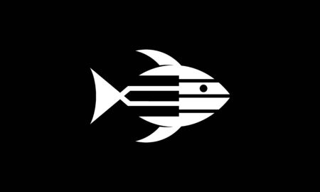 Fish and piano or music fish logo conceptのイラスト素材