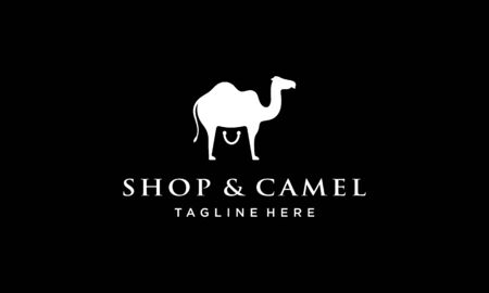 illustration logo combination from camel with shopping bag logo design conceptのイラスト素材