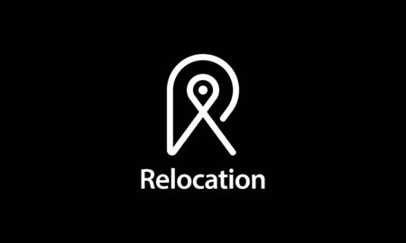 illustration logo combination from Letter R with location or map pin logo design conceptのイラスト素材