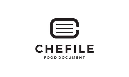 illustration logo combination from letter C with file document and spatula logo design conceptのイラスト素材