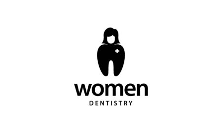 illustration logo from woman or female with dental or tooth logo design conceptのイラスト素材