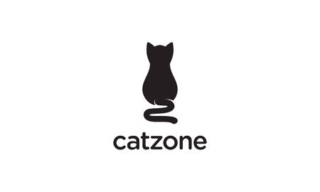 illustration logo from a cat sit logo design conceptのイラスト素材