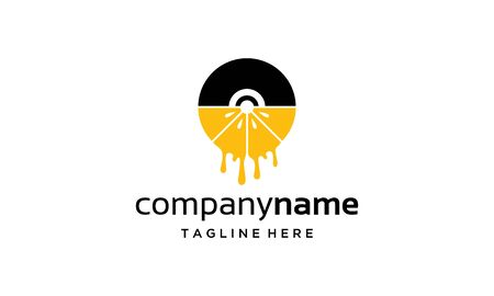 Combination logo from fruit or juicy with music record logo design conceptのイラスト素材