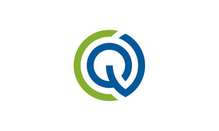 initial letter Q and C with circle style logo design templateのイラスト素材