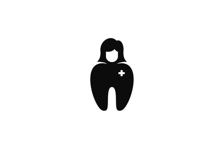 black white women dentist concept abstract logoのイラスト素材