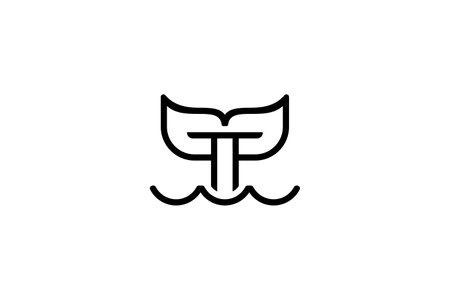 black white whale bull logoのイラスト素材