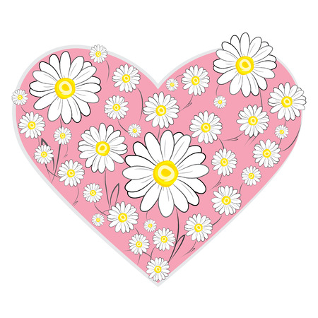 Pink daisy heart vector illustrationのイラスト素材