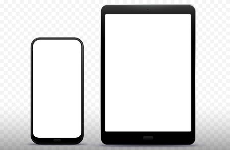 Mobile Phone and Tablet Computer Vector Illustration with Transparent Backgroundのイラスト素材