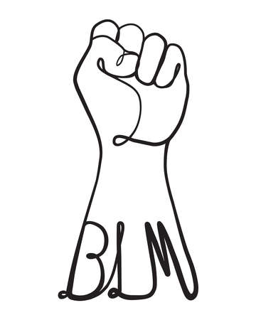 BLM- Black Lives Matter Line Art Vector Illustration with Rising Fist.のイラスト素材