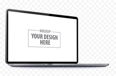 Laptop Computer Perspective View Mockup. Notebook PC realistic vector illustration template with transparent background.のイラスト素材