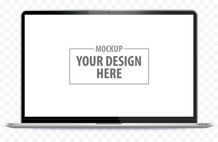 Laptop Computer Mockup. Notebook PC realistic vector illustration with transparent background.のイラスト素材