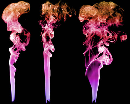 Set of abstract color smoke on blackの写真素材