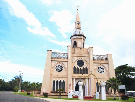 St. Joseph Church, Inarajan, Guam Established in the late 1680 by the Spanish, this Catholic church in Inarajan, Gyam has been rebuilt several times.の写真素材