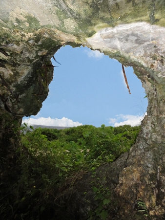 Peep hole in a World War 11 Japanese Pillbox, Saipanの写真素材