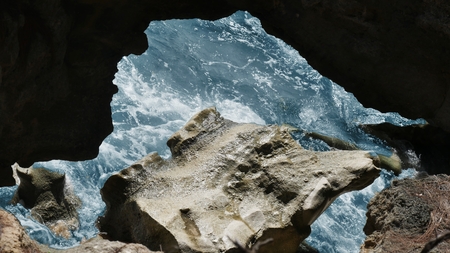 Water flows in from the sea at high tideの写真素材