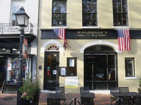 Alexandria, Virginia- September 2017: FaÃ§ade of Magnolia's On King at the Old Town, King Street in Alexandria.のeditorial素材