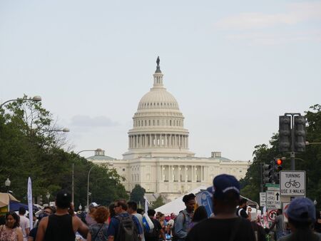 Washington, D.C. USA- September 2017: Crowds of people enjoy the street fiesta at Pennsylvania Avenue near the United States Capitol building in Washington, District of Columbia.のeditorial素材