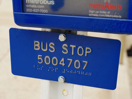 Alexandria, Virginia- September 2017: Close up of a Bus Stop sign in Alexandria.のeditorial素材