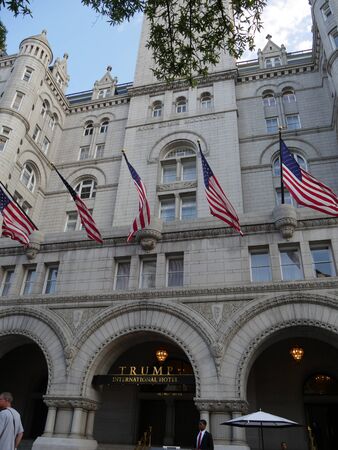 Washington, D.C. USA- September 2017: Upward portrait shot of the Trump International Hotel in Washington DC.のeditorial素材