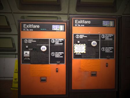 Washington, D.C. USA- September 2017: Ticket dispenser for train fare at a train station in...