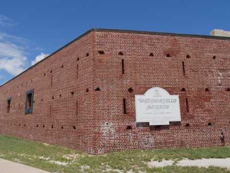 Close up of exterior of East Martello Museum near the Key West International Airport, Florida.のeditorial素材