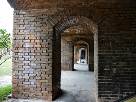 Arches inside Fort Jefferson at the Dry Tortugas National Park in Florida.のeditorial素材