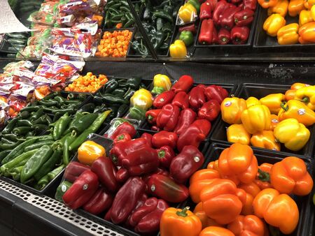 Las Vegas, Nevada--August 2017: Colorful fresh produce displayed at the fresh market section of a store.のeditorial素材
