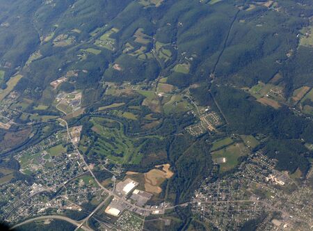 Aerial view approaching Baltimore, Maryland.