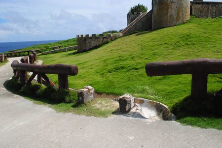 Banzai Cliff overlooking the sea, a World War 11 historical site on Saipan, Northern Mariana Islands.の写真素材