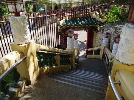 Cebu City, Philippines-March 2018: Concrete stairs to the exit of Taoist Temple in Cebu City.のeditorial素材