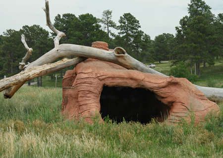 Rapid City, South Dakota- July 2018: Shelter and hide hole for animals at the Bear Country USA.のeditorial素材